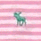 Two side-by-side static images of stylized deer on striped backgrounds, one green on pink stripes, the other brown on light blue stripes.