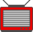 Three red-framed pixel-art televisions with gray antennas and striped screens, arranged in a two-by-two on light gray background