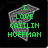 Green pixelated text reads "I LOVE CAITLIN HUFFMAN" over a gray, textured, irregularly shaped background on black.