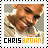 Two side-by-side animated frames of a pixelated Chris Brown icon with text, showing slight facial expression differences between frames.
