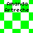 Green and white checkered background with pixelated text "Amanda Artreche" in four distinct arrangements.