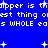 Blue background with white pixelated text repeating 'thipper is thipper is the best thing okst thing as WHOLE eas WHOLE ea' and scattered plus signs.