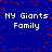 Blue background with red pixel dots and repeated white text 'NY Giants Family' in four quadrants.