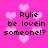 Pixelated pink background with light pink hearts and repeated black text 'Rylie be lovin someone!?' in four quadrants.