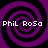 Four identical display purple and black spiral patterns with white text reading "Phil Rosa" in pixelated font over each spiral