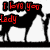 Pixelated red text reads "I love you" above a black silhouette of a woman in a white dress with arms raised, set against a plain background.
