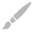 Static grayscale icon of a paintbrush with a rounded bristle tip and a tapered handle, angled diagonally on a plain background.