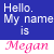 Static pixel art displays text on a blue background with white and pink lettering.