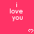 A static image with a bright pink background displays repeated white text "i love you" and small heart symbols