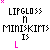 Animated sequence showing text changes from 'L' to 'LO' to 'LOU' then to 'LOVE', with static background elements including 'LIPGLOSS', 'MINISKIRTS IS', and pink asterisks.