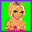 Pixel art contact sheet showing three frames of an animated buddy icon with a blonde character in red polka-dot top, black pants, and brown purse on green background with yellow text "Sexy Little" and "Farm Girl".