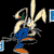Animated icon featuring a cartoon character with blue pants and orange shoes, repeatedly blinking while text elements change around it.