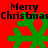 Red background with four green snowflakes and repeated 'Merry Christmas' text in black pixelated font.