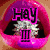 Animated icon shows pink lips with 'Hay' text, a broken red heart, and 'Hajdo da as krop' text over a blurred background.
