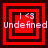 Red and black concentric squares with pixelated text '1 <3' and 'Undefined' overlaid, showing animation changes in square layers.