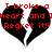 Two identical black broken heart shapes with red text overlaid on a white background.