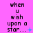 A static image with a bright pink background displays the text "when u wish upon a star..." in black pixelated font, with a small blue plus sign next to the text.