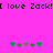 [I love Zack!][I love Zack!] text in black pixelated font on bright pink background with two of green and gray puzzle pieces below