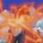 Animated orange and white cloud-like shapes swirl against a blue background with subtle darker blue accents.