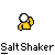 Pixelated figure in yellow jacket holding white salt shaker, two side-by-side views with slight pose variation.