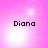 Pixelated text "Diana" appears on a pink gradient background with shifting light effects across four