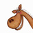 Pixelated brown horse head with large ears, dark eyes, and a pinkish nose against white background.