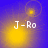 Four- shows yellow circular light effects on blue background with 'J-Ro' text in white pixelated font; top-left and bottom-left have small concentric circles near the light effects