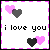 Pixel art animation of two overlapping hearts and text with color changes across frames.