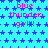 A static digital image with a bright cyan background covered in repeating dark blue stars, featuring repeated pink text reading "blue thunder girl!!!" in a pixelated font.