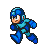 Pixel art character in blue armor running through multiple poses on gray background.