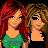 Pixel art buddy icon featuring two cartoon women on a split green-purple background with "Partners in CRIME" text.