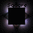 four square icons with black centers and purple glowing borders, each displaying different pixelated text above the squares