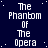 A static digital image displays repeated text 'The Phantom of The Opera' in white pixelated font on a dark blue background with scattered white dots resembling stars.