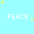 Light blue background with repeated white 'PEACE' text and scattered yellow stars, partially cropped on the right.