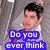 six shows a person in various poses with blue text overlays asking questions about love and crushes