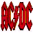 A static contact sheet of two animated frames showing a red stylized logo with text "R.I.P Bon Scott" in bold red pixelated font on white background.