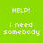 Green background with white pixelated text reading HELP! and phrases like 'i need somebody' across multiple