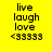 Four display text and symbols on colored backgrounds with visible pixelation