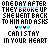 Pixelated text and symbols on a white background with pink, blue, and black elements arranged in repeating patterns.