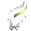 Animated sequence of a metallic staff with golden and silver curved elements rotating around its segmented cylindrical base against gray background.