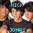 Pixelated image of a person in black shirt with cyan text labels above and below, showing partial face and shoulder crop.
