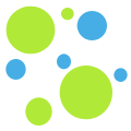 Static icon featuring multiple overlapping circles in green and blue on a white background with no visible text or additional elements.