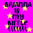 Pixelated text on a bright pink background with yellow stars, repeating 'BRIANNA IS MY BIRLLE !!!!!' in four identical sections.