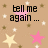 Pixelated image with beige background, pink and yellow stars, and black text reading "tell me again ... which ones mine."