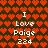 Pixelated icon with red heart pattern background and white text reading "I Love Paige 224" in two identical vertical