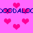 Pixelated pink background with scattered red hearts and repeating blue text 'DOODALOO' in two horizontal bands.