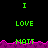 Green text 'I LOVE MATT' repeated three times on black background with pink pixelated wave border, two of text with identical layout