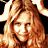 A 4-frame contact sheet of a pixelated animated icon featuring a woman with long blonde hair in various expressions and poses, including one frame with text on the right side.