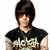 Pixelated image of a person with dark hair and red eyes wearing a black sleeveless top over a light-colored graphic shirt.