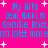 Bright pink background with blue pixelated text reading "My BFFs lexi,Nikki.m Candie,Britt, and lott more" repeated twice in a pattern, surrounded by white plus signs